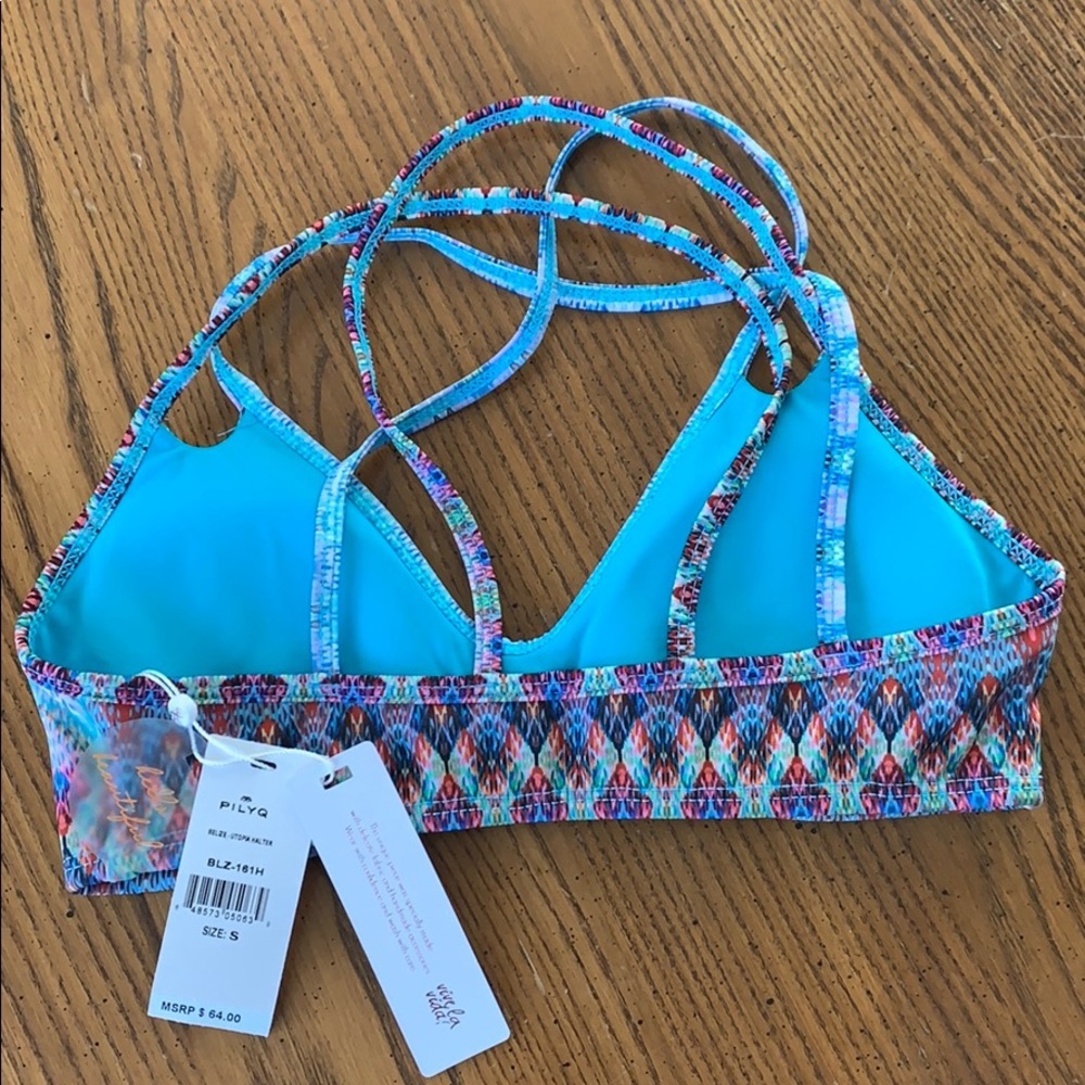 NWT PILYQ Belize‎ Utopia Strappy Halter Bikini Top - Picture 3 of 4